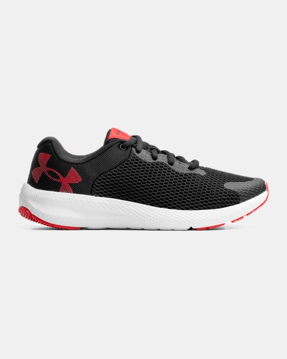 Boys' Grade School UA Charged Pursuit 2 Big Logo Running Shoes in Black image number 0